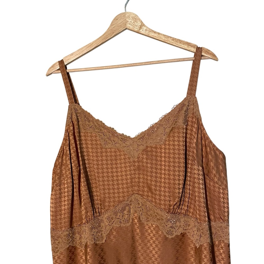 Torrid Shiny Brown Lace-Trim Slip Dress - Picture 2 of 7